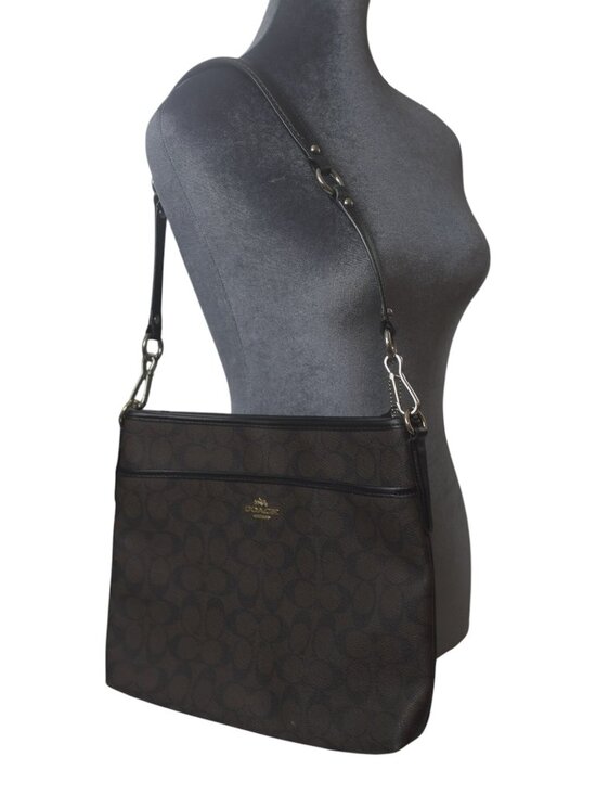 Coach Handbags - Coach F58297 Signature File Shoulder Bag Messenger Brown Black C Work School EUC